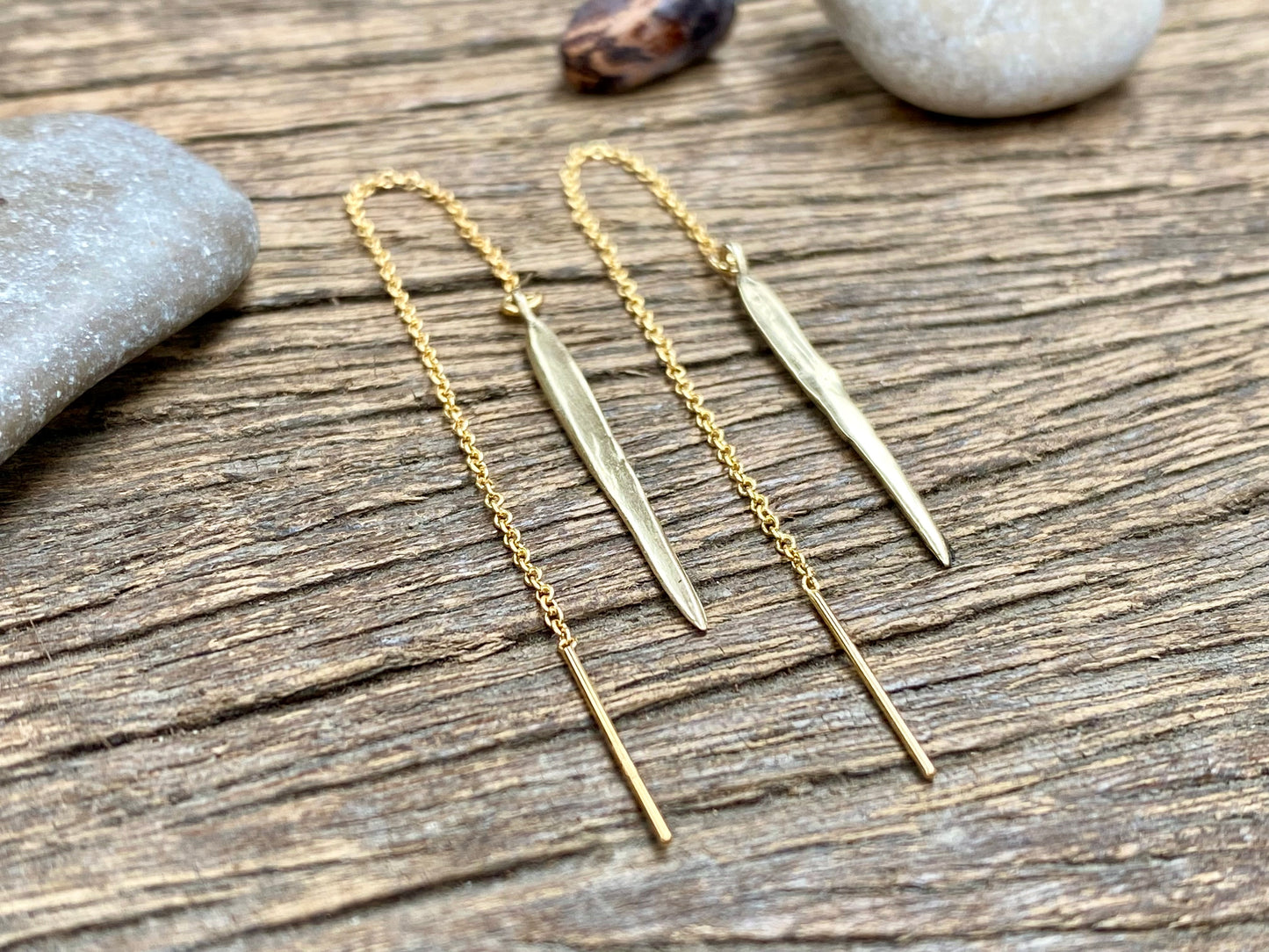 Gold Spike Threader Earrings