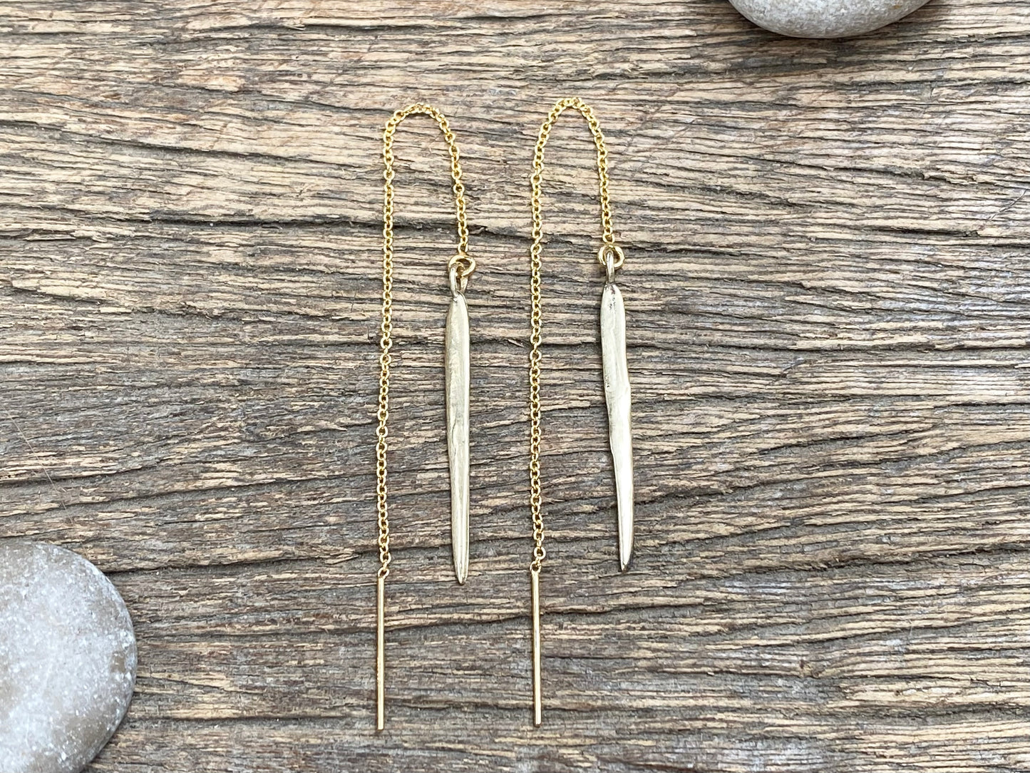 Gold Spike Threader Earrings