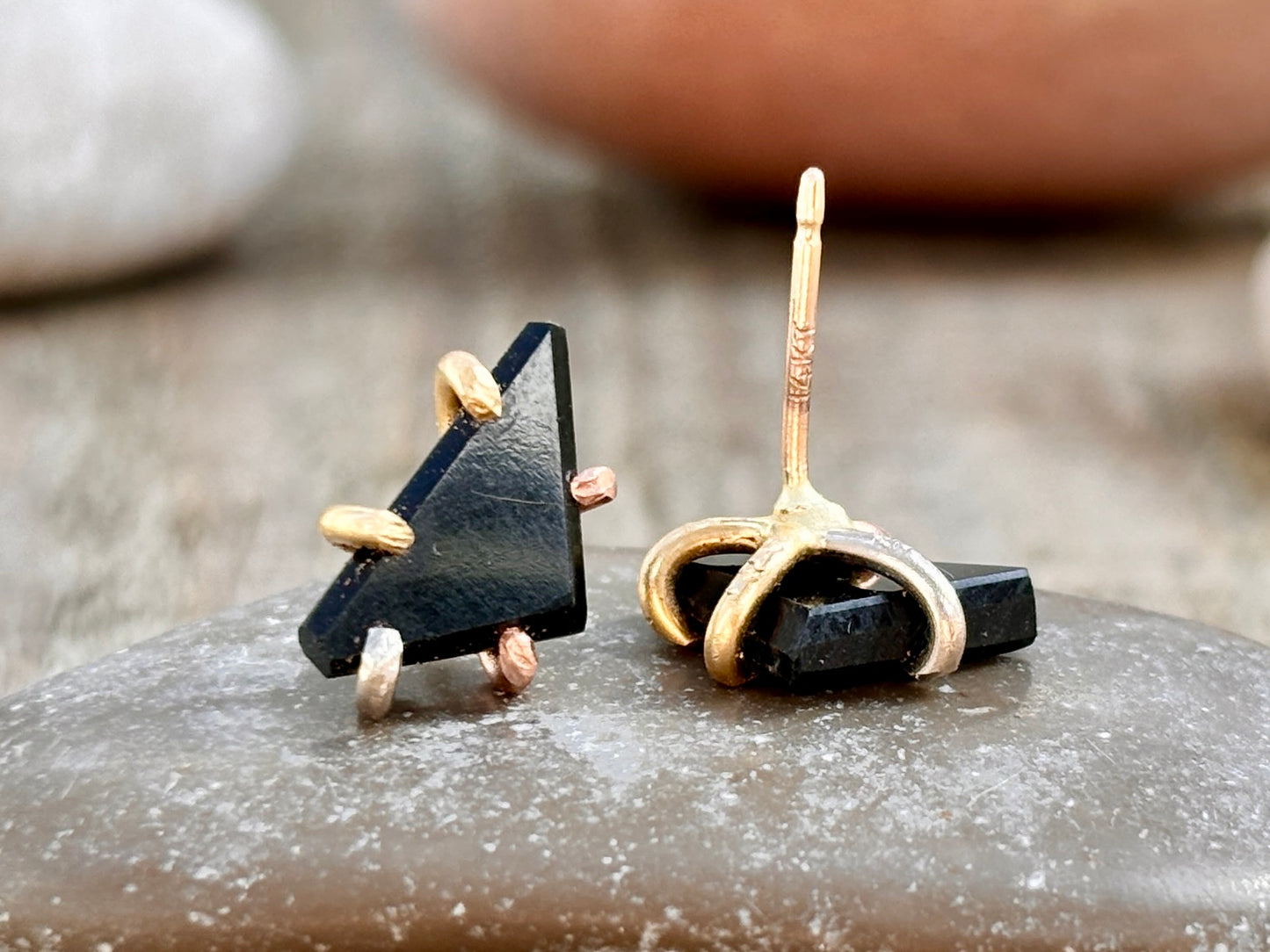 Black Jade Gold Studs