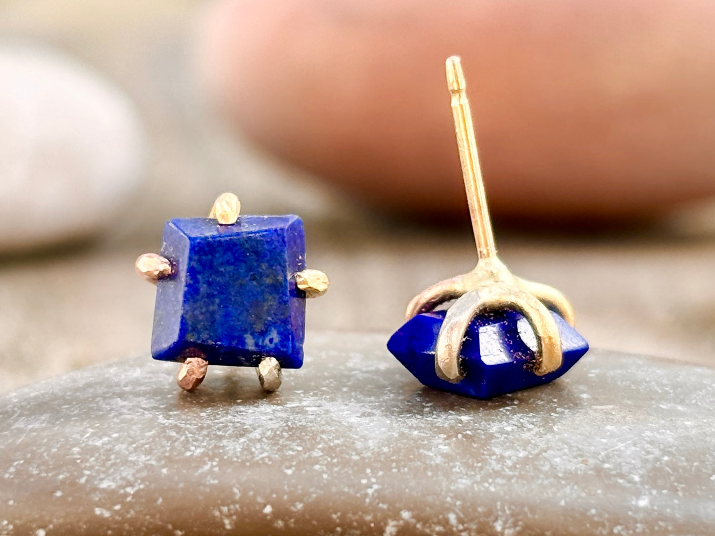 Lapis Gold Studs