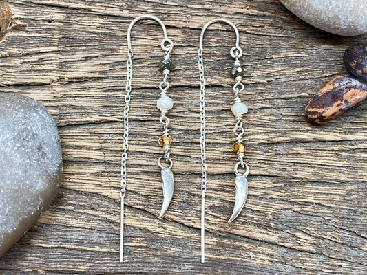 Beaded Claw Threader Earrings