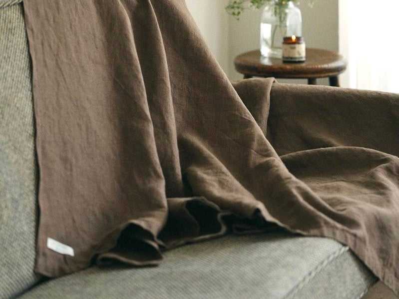 Linen Blanket Beige Grise