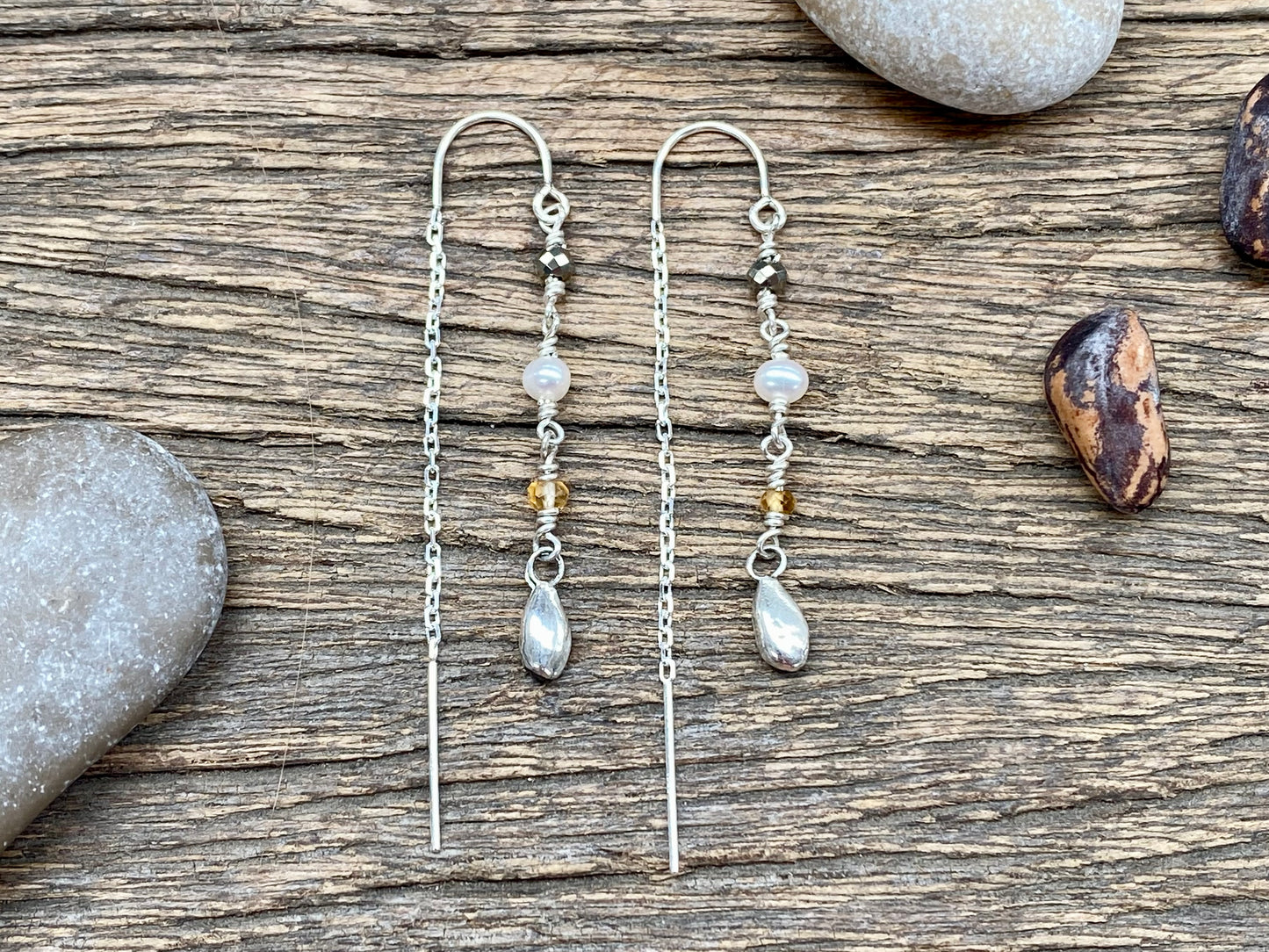 Beaded Seed Threader Earrings