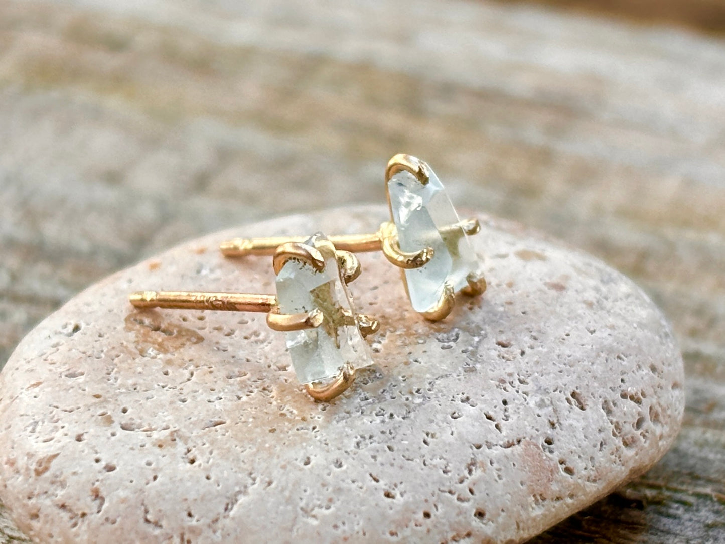 Aquamarine Gold Studs