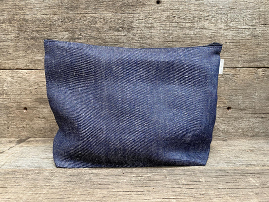 Zip Pouch Linen Denim