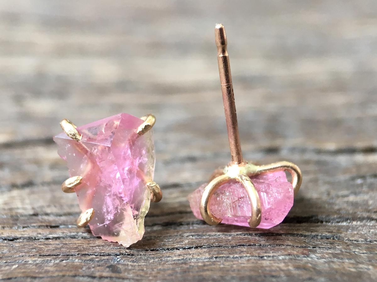California Tourmaline Gold Studs