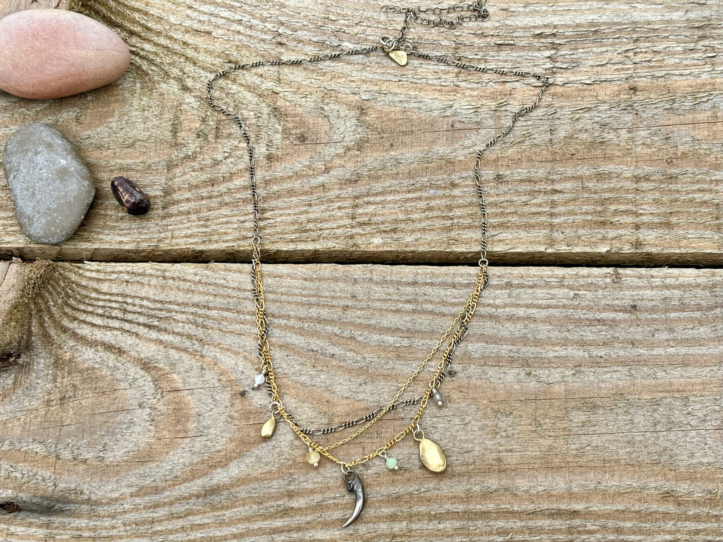 Beaded Seeds & Claw Charm Necklace