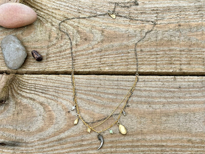 Beaded Seeds & Claw Charm Necklace