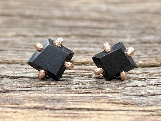 Black Jade Gold Studs