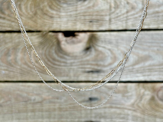 Tangled Gold & Silver Mixed Fine Chain Necklace