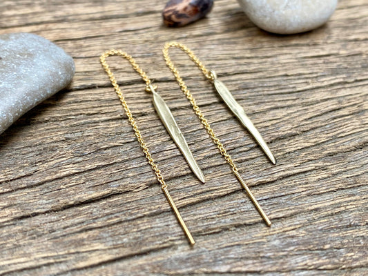 Gold Spike Threader Earrings