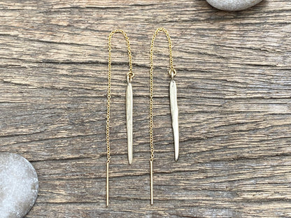 Gold Spike Threader Earrings