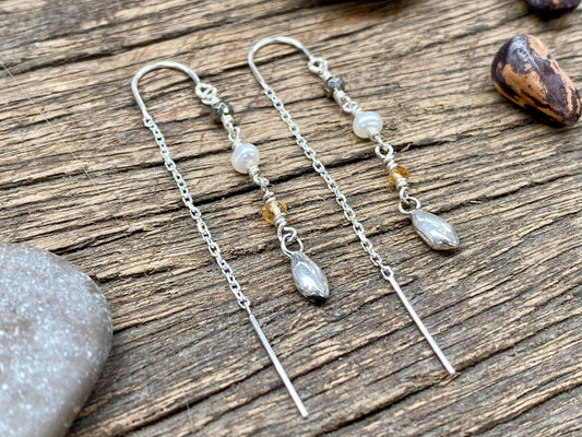 Beaded Seed Threader Earrings