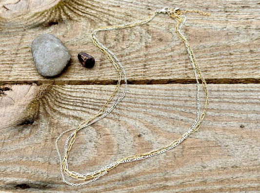 Tangled Gold & Silver Mixed Fine Chain Necklace