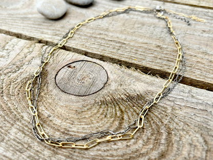 Tangled Gold & Silver Mixed Chain Necklace