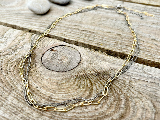 Tangled Gold & Silver Mixed Chain Necklace