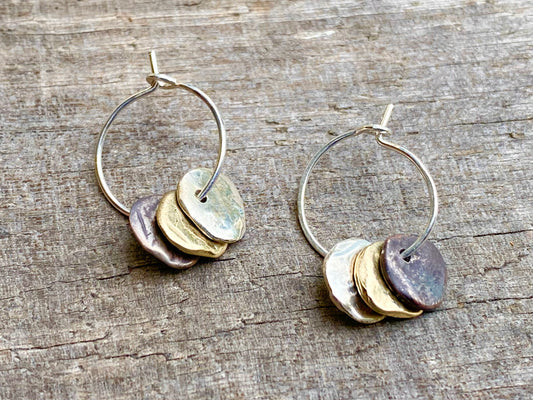 Three Rock Hoop Earrings