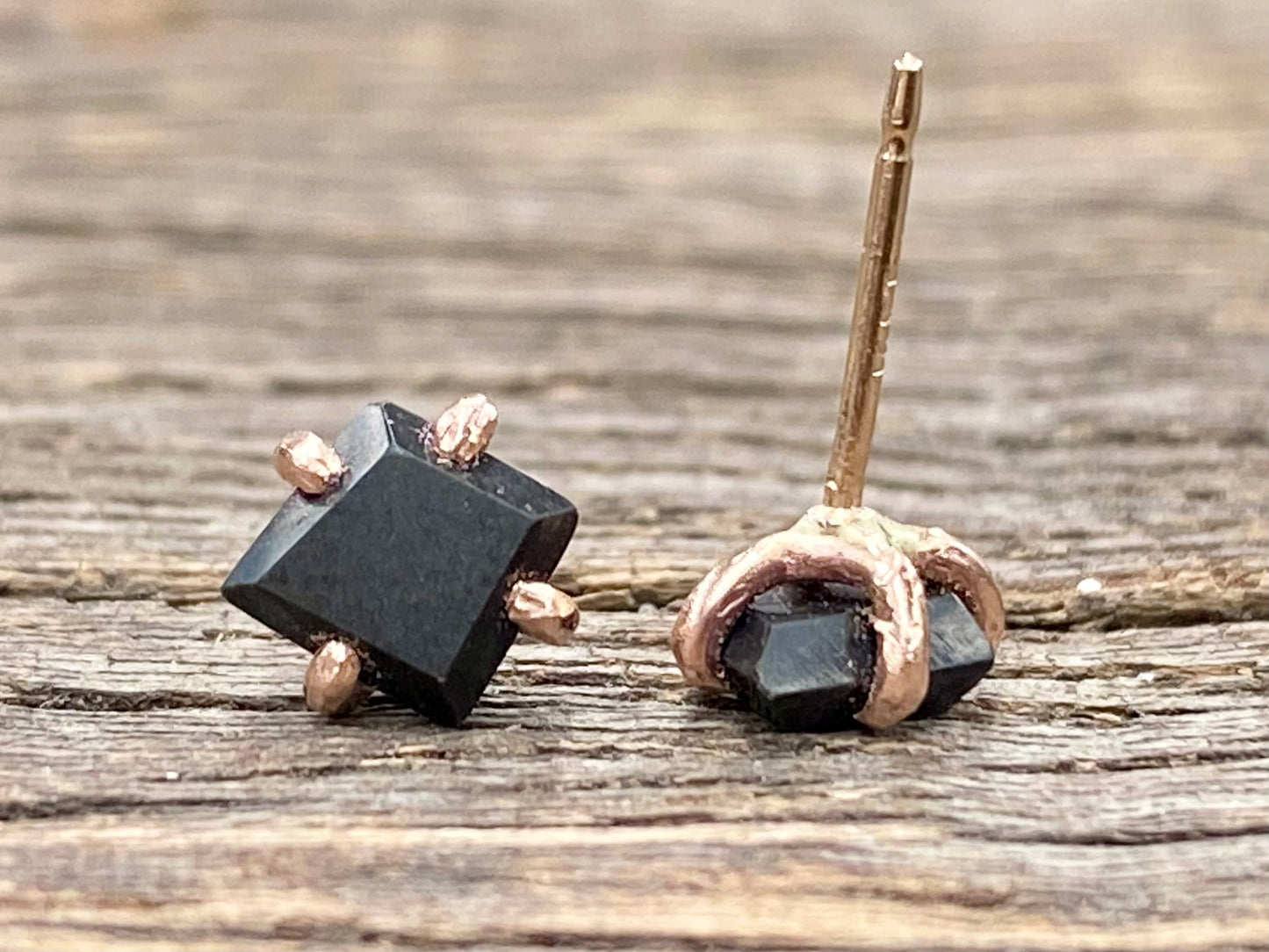 Black Jade Gold Studs