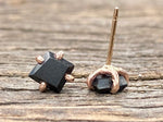 Load image into Gallery viewer, Black Jade Gold Studs
