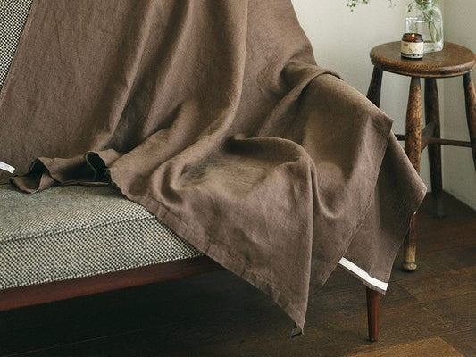 Linen Blanket Beige Grise