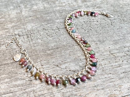 Beaded Silver Fringe Bracelet