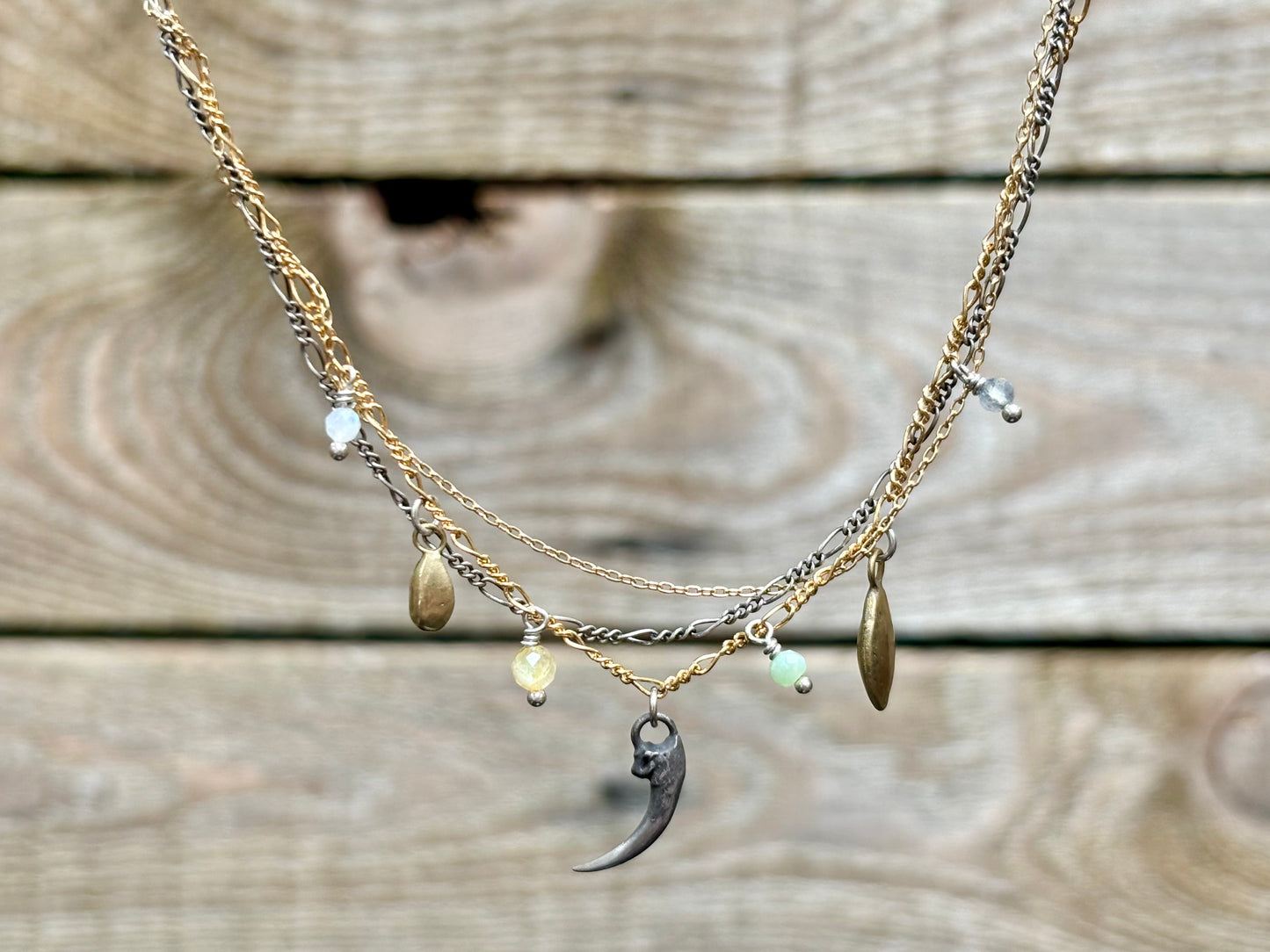Beaded Seeds & Claw Charm Necklace
