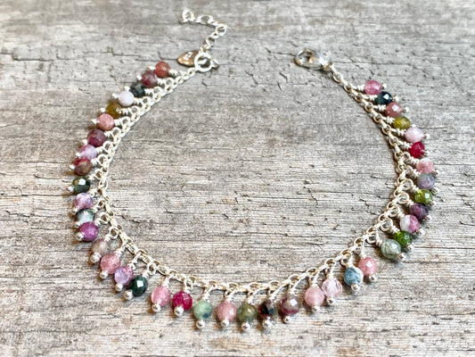 Beaded Silver Fringe Bracelet
