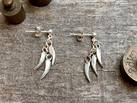 Silver Claw Stud Earrings