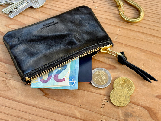 Leather Zip Wallet Black