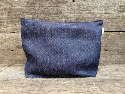 Zip Pouch Linen Denim