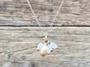 Gold Seed & Pearl Cluster Necklace