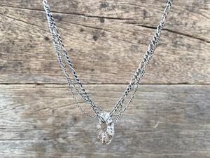 Silver Shell Pendant Tangled Necklace