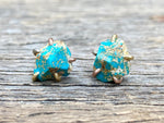 Load image into Gallery viewer, Zambian Turquoise Gold Studs
