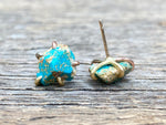 Load image into Gallery viewer, Zambian Turquoise Gold Studs
