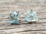 Load image into Gallery viewer, Aquamarine Gold Studs
