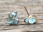 Load image into Gallery viewer, Aquamarine Gold Studs
