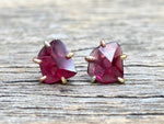 Load image into Gallery viewer, Malawi Garnet Gold Studs
