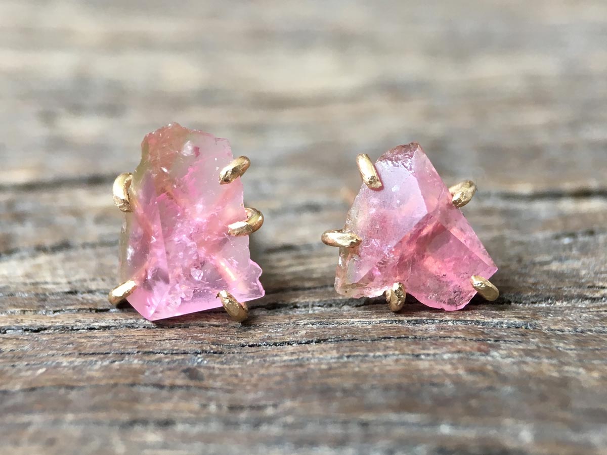 California Tourmaline Gold Studs