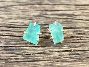 Chrysoprase Gold Studs