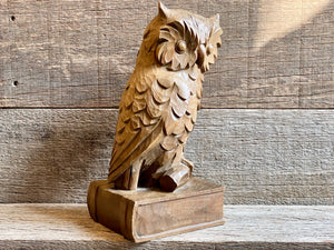 Hand Carved Wooden Barn Owl