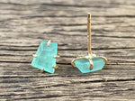 Load image into Gallery viewer, Chrysoprase Gold Studs

