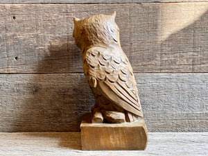 Hand Carved Wooden Barn Owl
