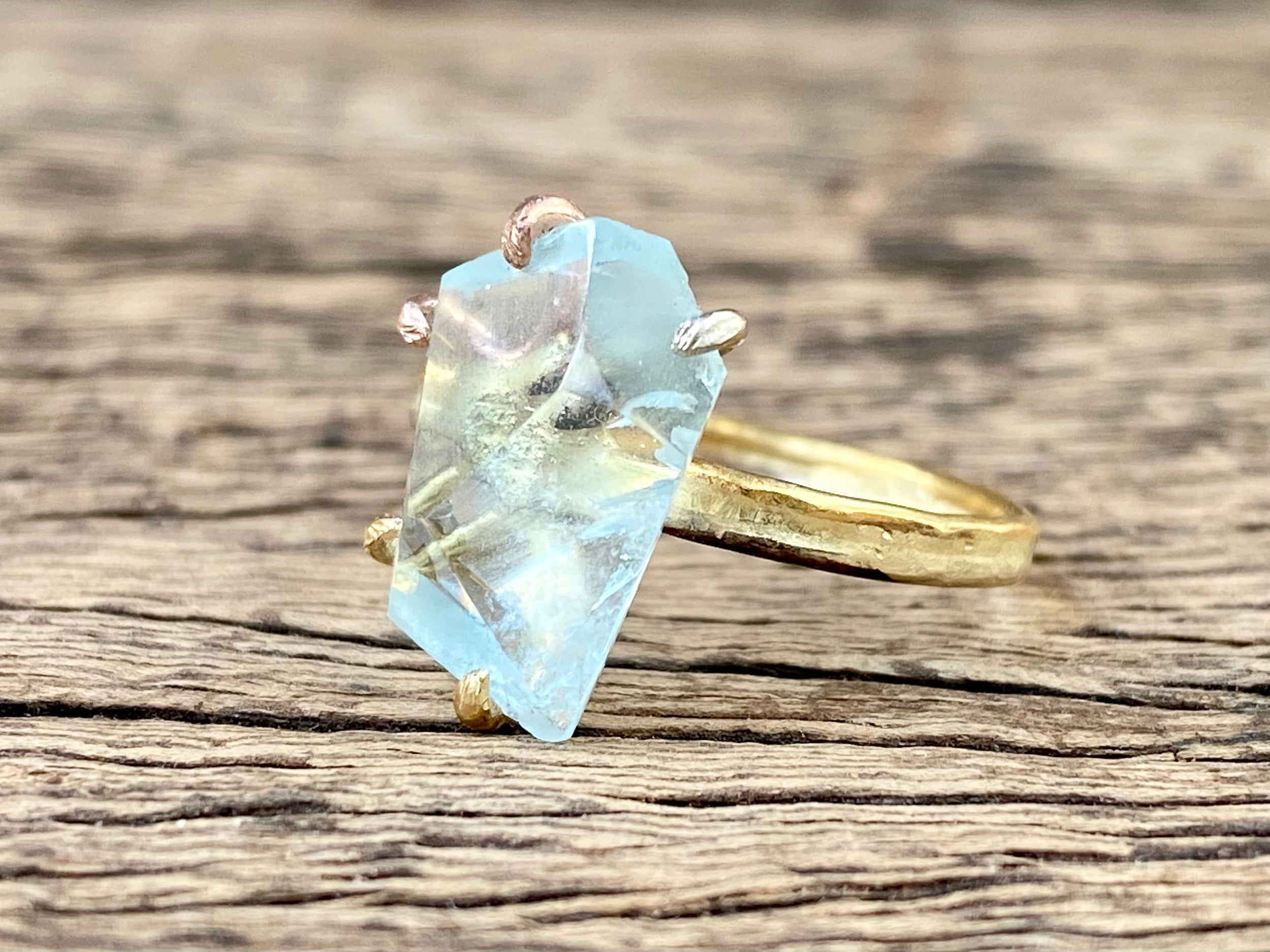 Raw uncut 2025 aquamarine ring