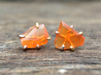 Mexican Fire Opal Gold Studs