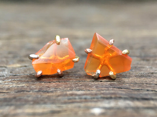 Mexican Fire Opal Gold Studs