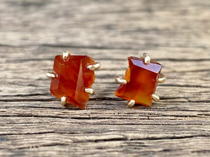 Carnelian Gold Studs