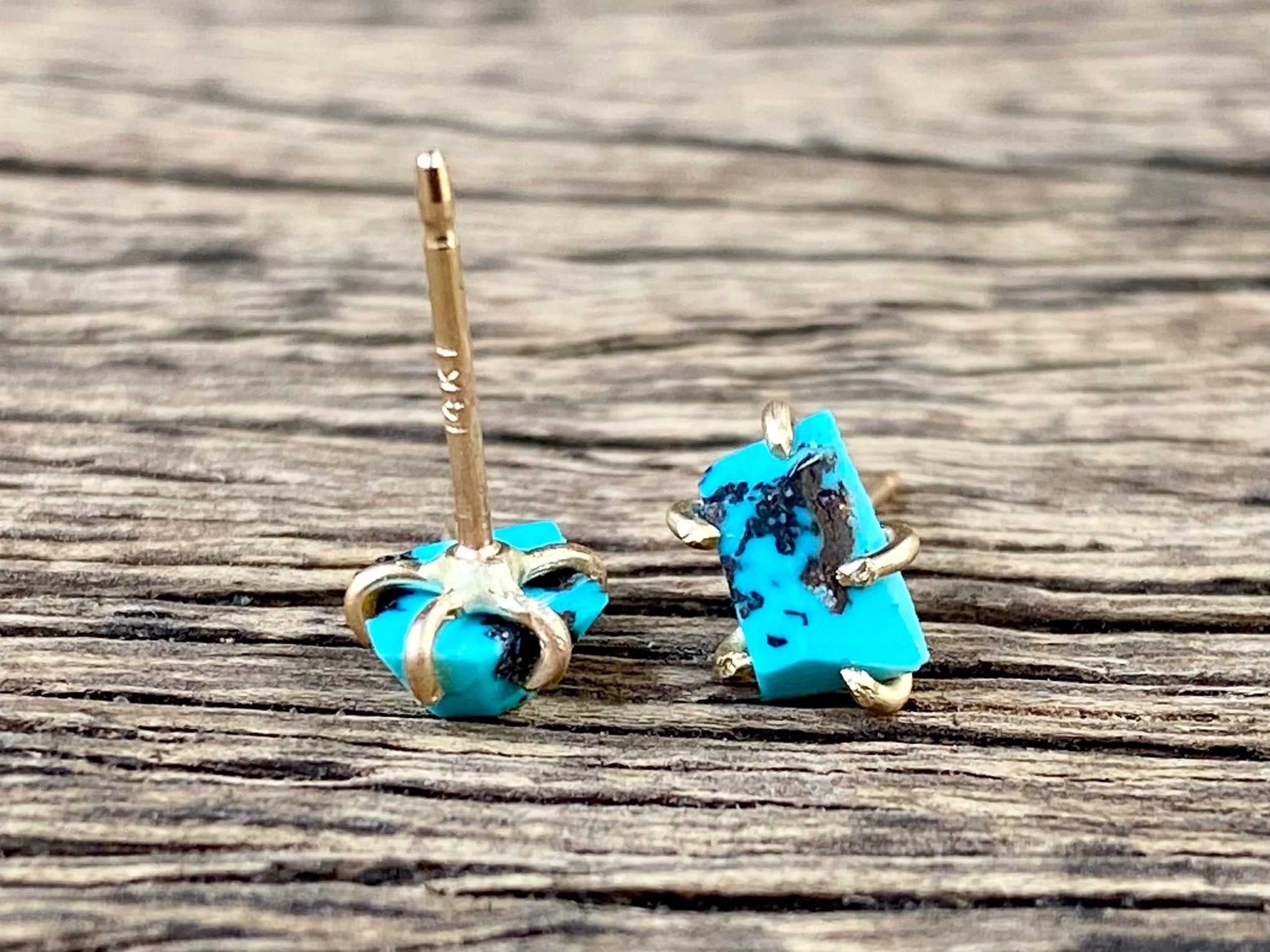 Zambian Turquoise Gold Studs